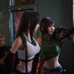 Aerith, Tifa, Yuffie, và Cloud từ Final Fantasy VII Rebirth tiếp cận Gold Saucer.