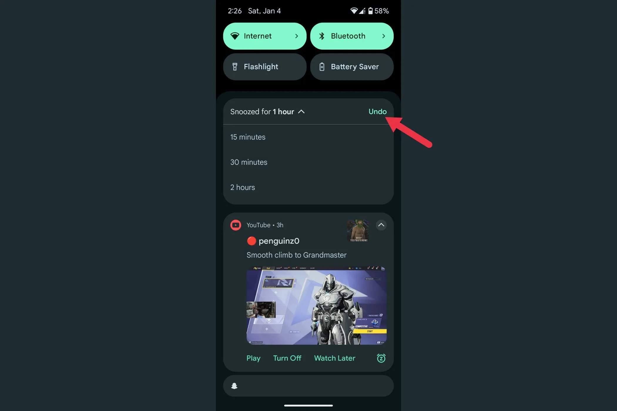 An arrow highlighting the Undo Button