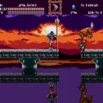 Ảnh chụp màn hình game Castlevania Bloodlines minh họa phong cách Metroidvania.