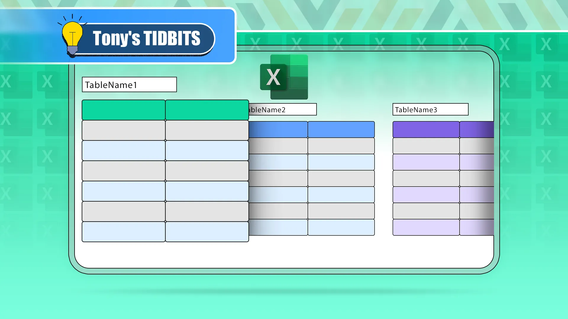 Ba bảng Excel với tên riêng biệt được hiển thị, minh họa cách quản lý dữ liệu hiệu quả
