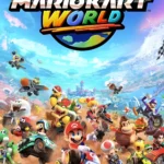 Bìa game Mario Kart World với Mario lái xe đua, biểu tượng của dòng game đua xe thế giới mở trên Nintendo Switch 2.