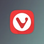 Biểu tượng trình duyệt Vivaldi với logo hình chữ V nổi bật trên nền xanh, thể hiện tính năng bảo mật và tùy biến cao của trình duyệt.