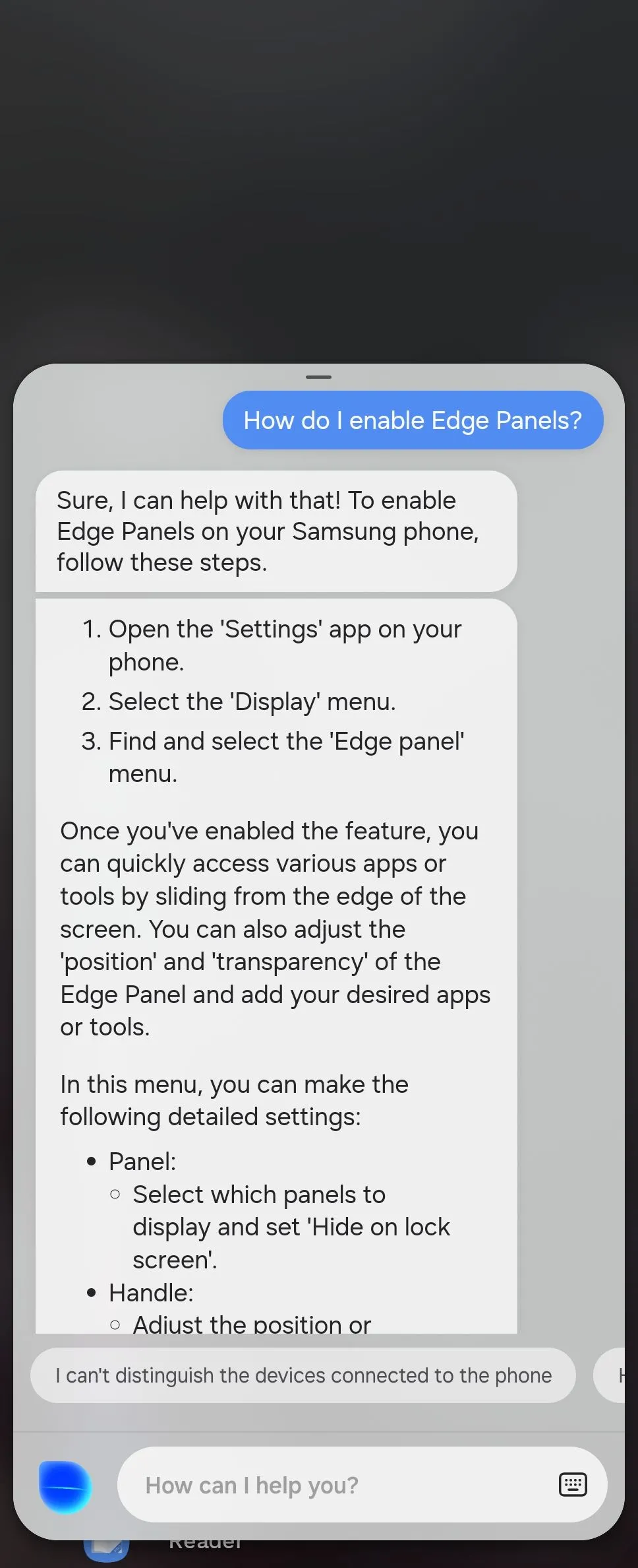 Bixby hướng dẫn từng bước chi tiết cách bật tính năng Edge Panels trên điện thoại Samsung