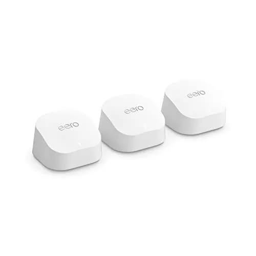 Bộ ba thiết bị phát sóng Wi-Fi Mesh Eero 6+ màu trắng, tối ưu hóa vùng phủ sóng