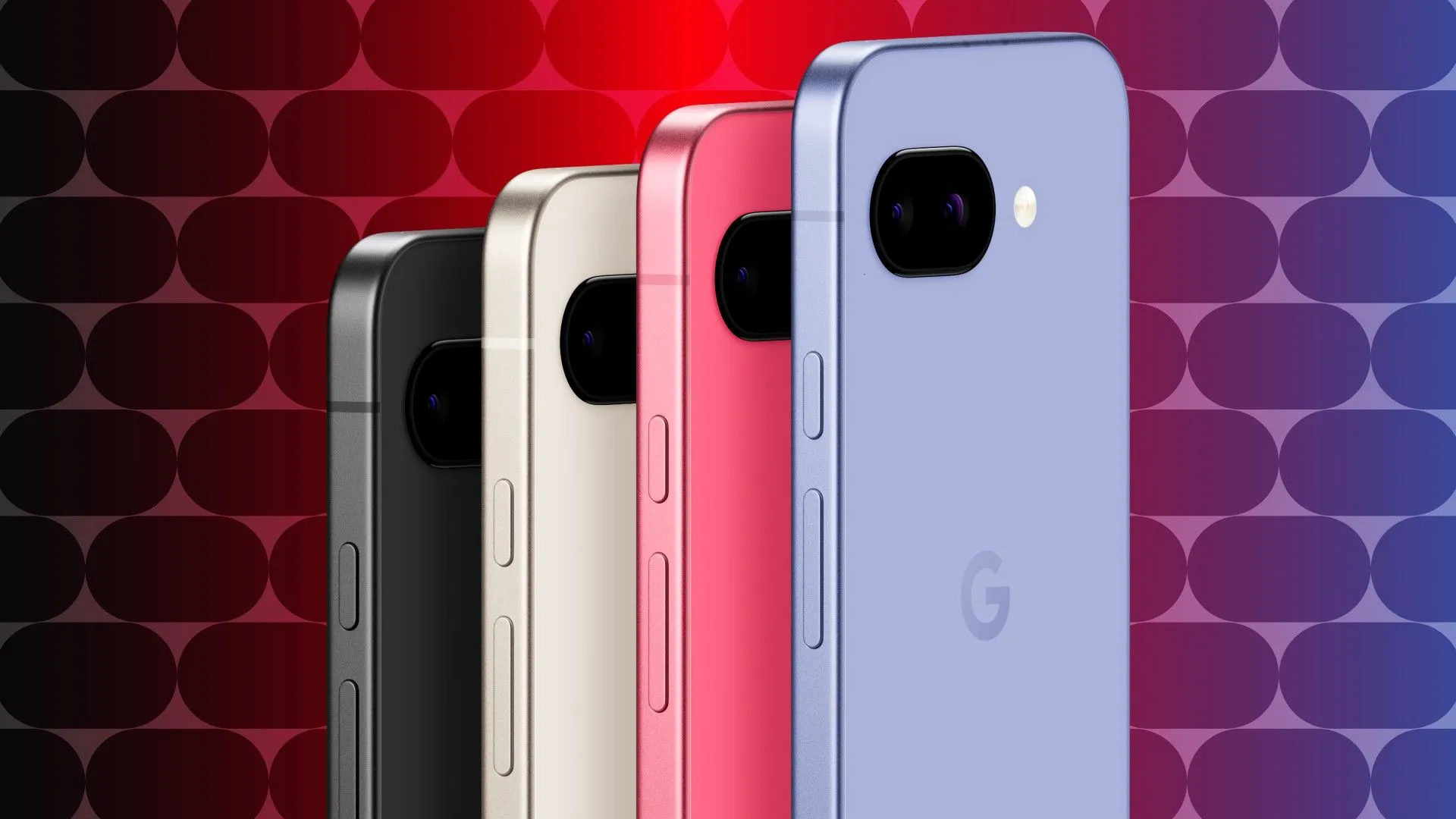 Các phiên bản màu sắc của Google Pixel 9a: Đen, vàng, hồng và tím, trưng bày vẻ đẹp tối giản