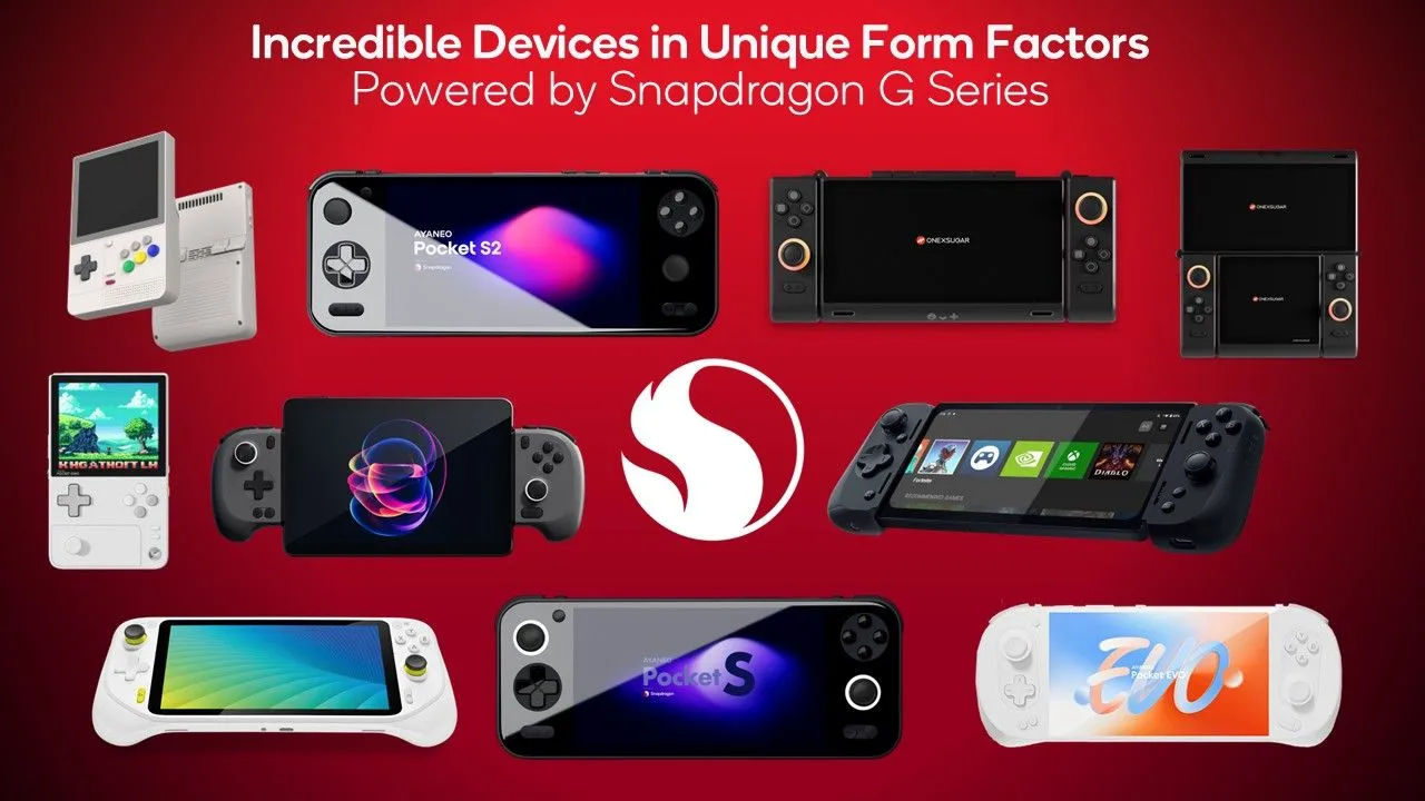 Các thiết bị chơi game cầm tay Android chạy chip Snapdragon G-series thế hệ mới của Qualcomm, bao gồm Logitech G Cloud và AYANEO.