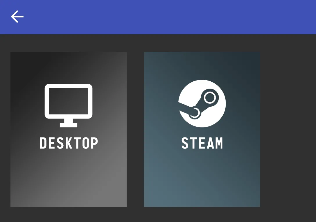 Các tùy chọn stream trên Moonlight: truy cập màn hình desktop hoặc Steam của PC
