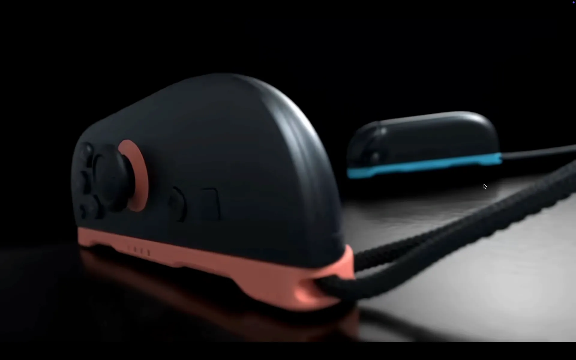 Cận cảnh Joy-Con của Switch 2 gắn vào tay cầm, đặt nghiêng trong chế độ chuột.