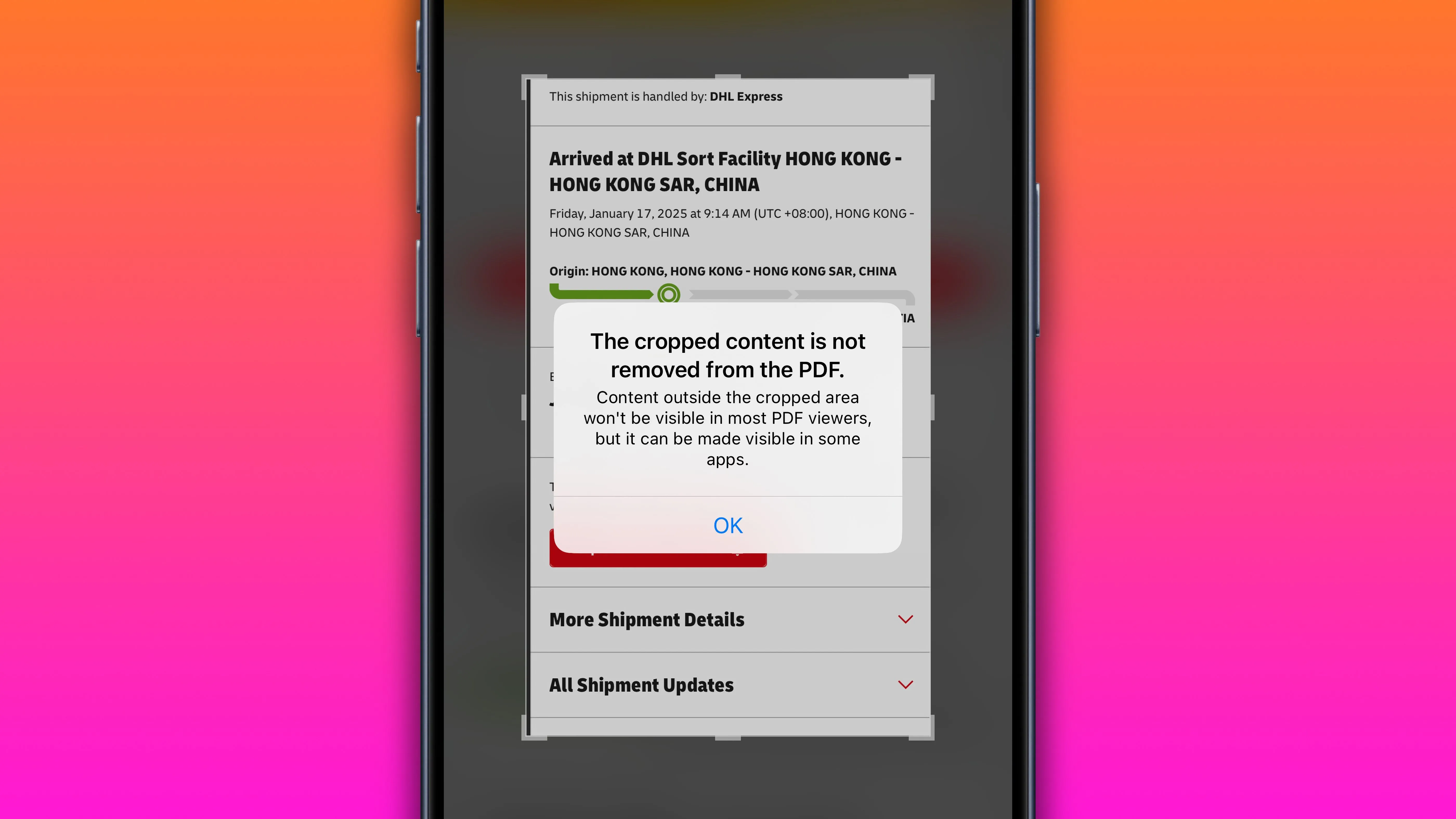 Cảnh báo quyền riêng tư khi cắt nội dung từ ảnh chụp màn hình PDF trong iOS 18.3