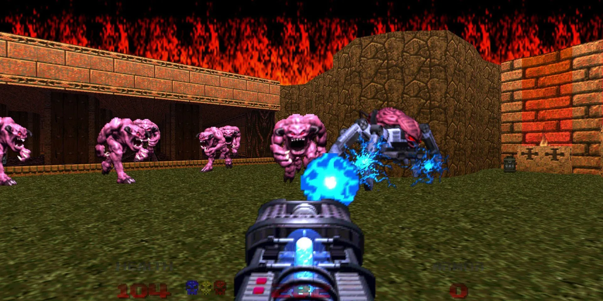 Cảnh gameplay Doom 64 với đồ họa đặc trưng