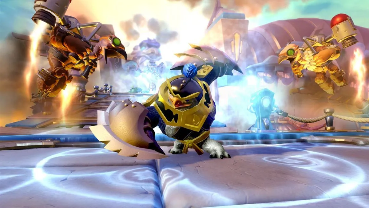 Cảnh quay màn hình game Skylanders: Imaginators, một trong những tựa game Toys-to-Life tiên phong với khả năng tùy biến nhân vật độc đáo.