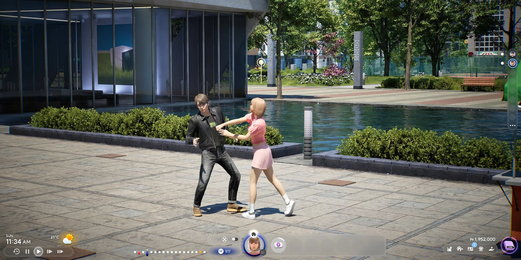 Cảnh quay trong game inZOI với các nhân vật Zoi và môi trường được thiết kế chi tiết, nổi bật đồ họa siêu thực.