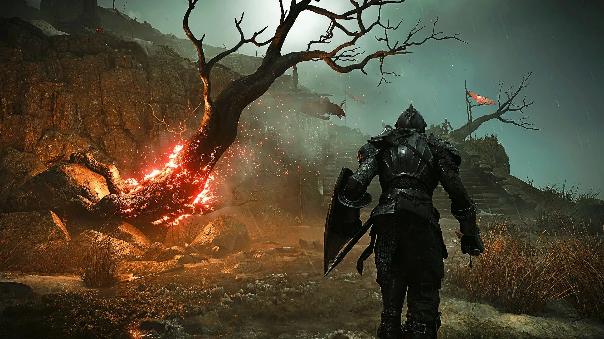 Cảnh tượng trong Demon's Souls Remake, minh họa sự khác biệt rõ rệt về đồ họa so với bản gốc