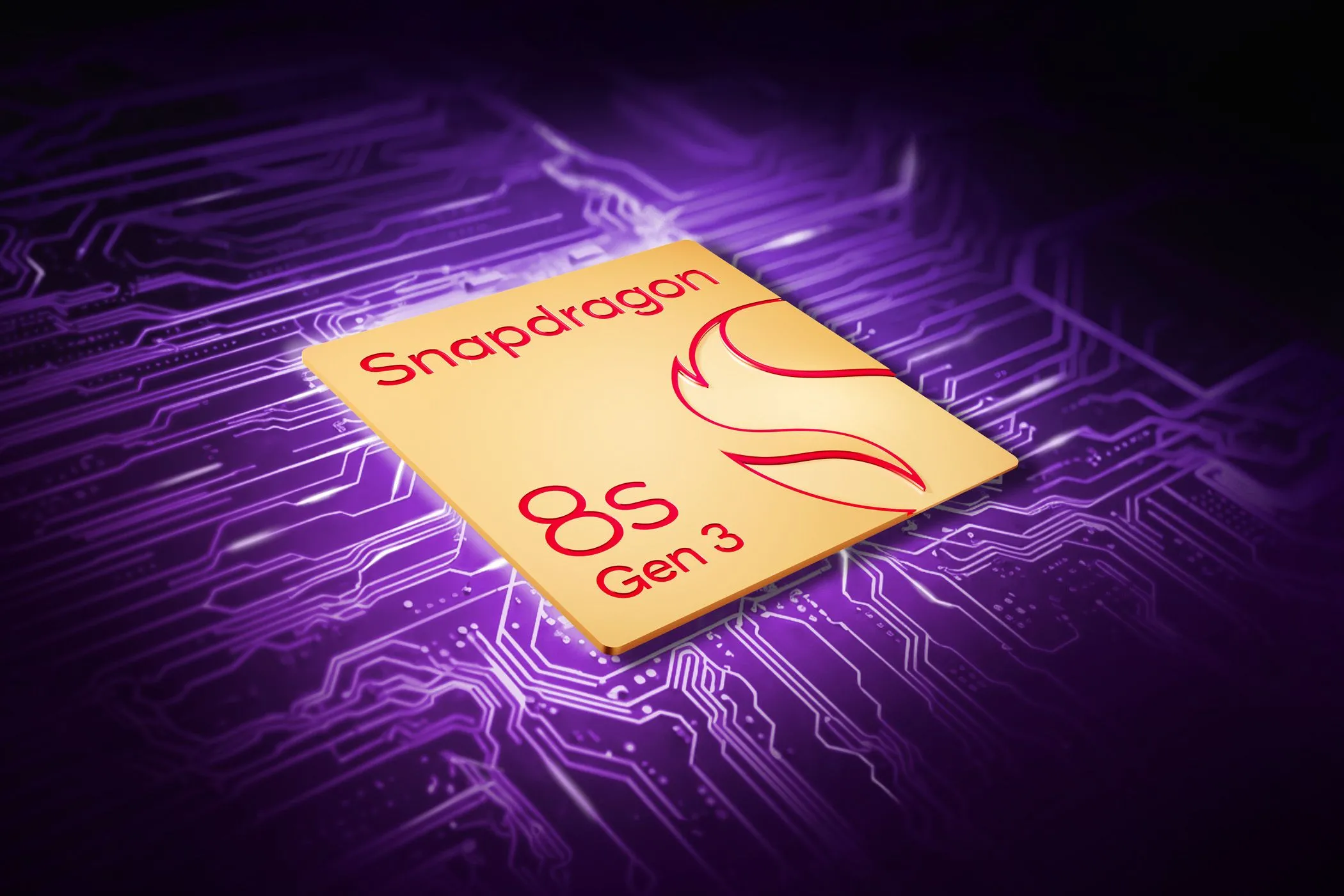 Chipset Snapdragon 8 Gen 3 của Qualcomm trên bảng mạch màu tím, biểu tượng cho hiệu năng mạnh mẽ của OnePlus 13R.