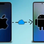Điện thoại iPhone chia sẻ dữ liệu iCloud sang điện thoại Android, minh họa khả năng kết nối đa nền tảng của Apple Family Sharing