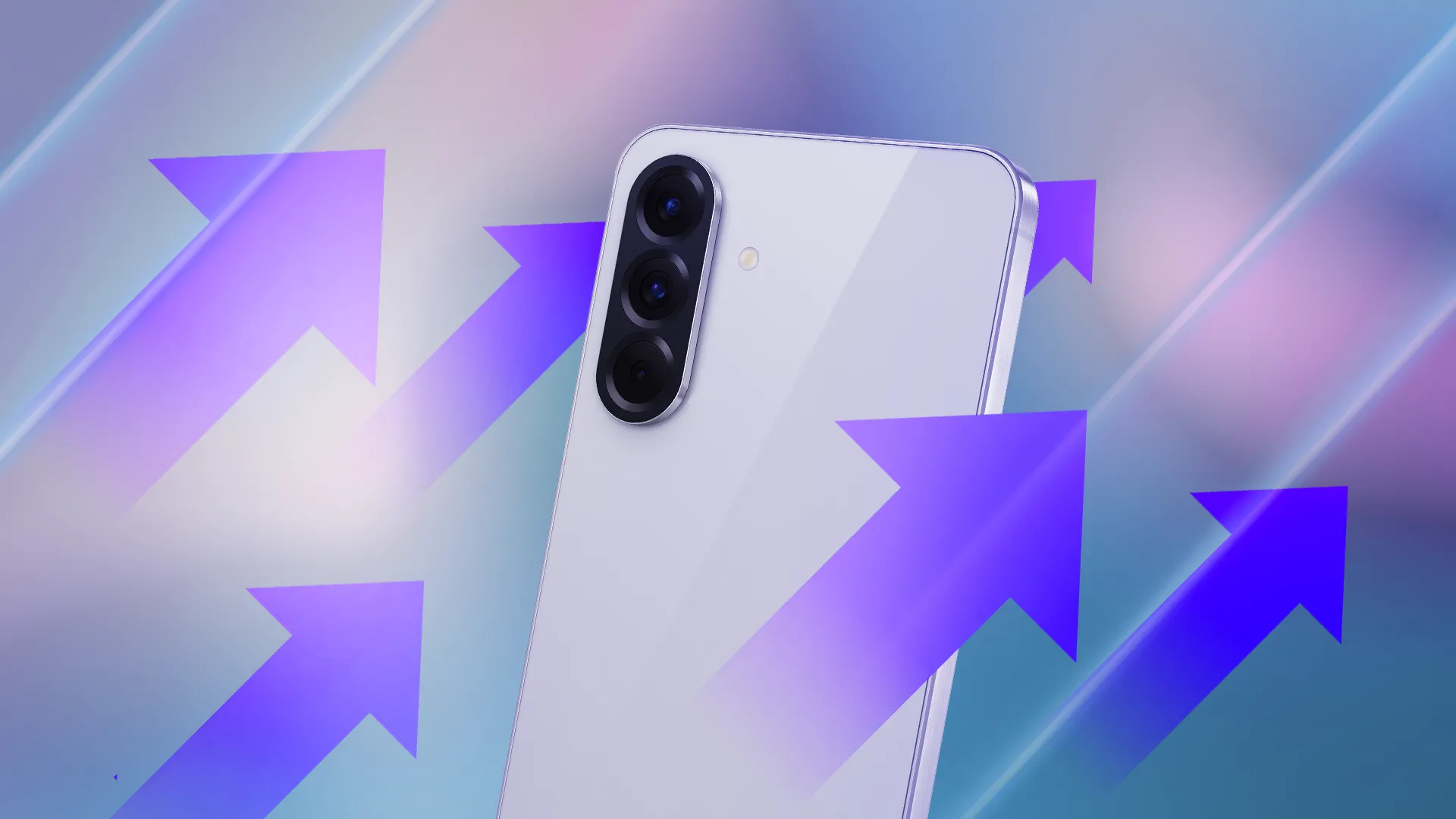 Điện thoại Samsung Galaxy với biểu tượng mũi tên đi lên, tượng trưng cho hiệu năng và trải nghiệm người dùng được cải thiện.