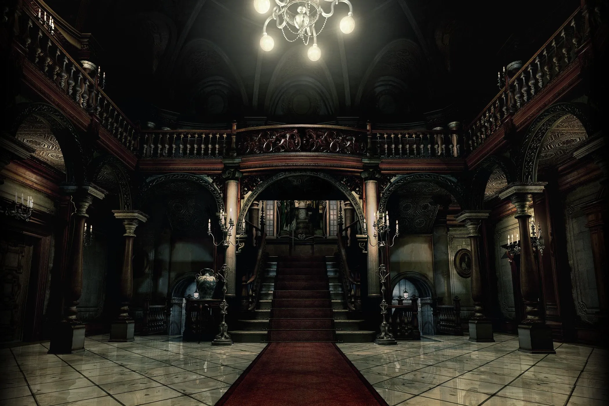 Dinh thự Spencer trong Resident Evil, đại diện cho game kinh dị sinh tồn và đồ họa 3D đầu tiên.