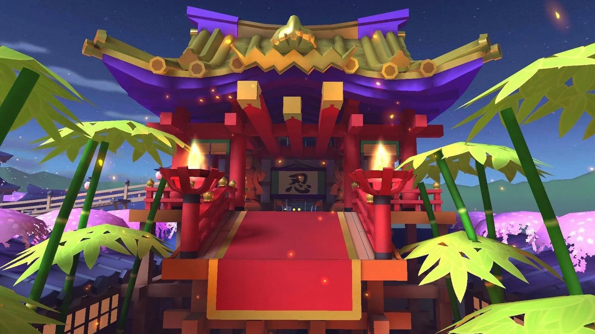 Đường đua Ninja Hideaway với kiến trúc chùa Nhật Bản trong Mario Kart Tour