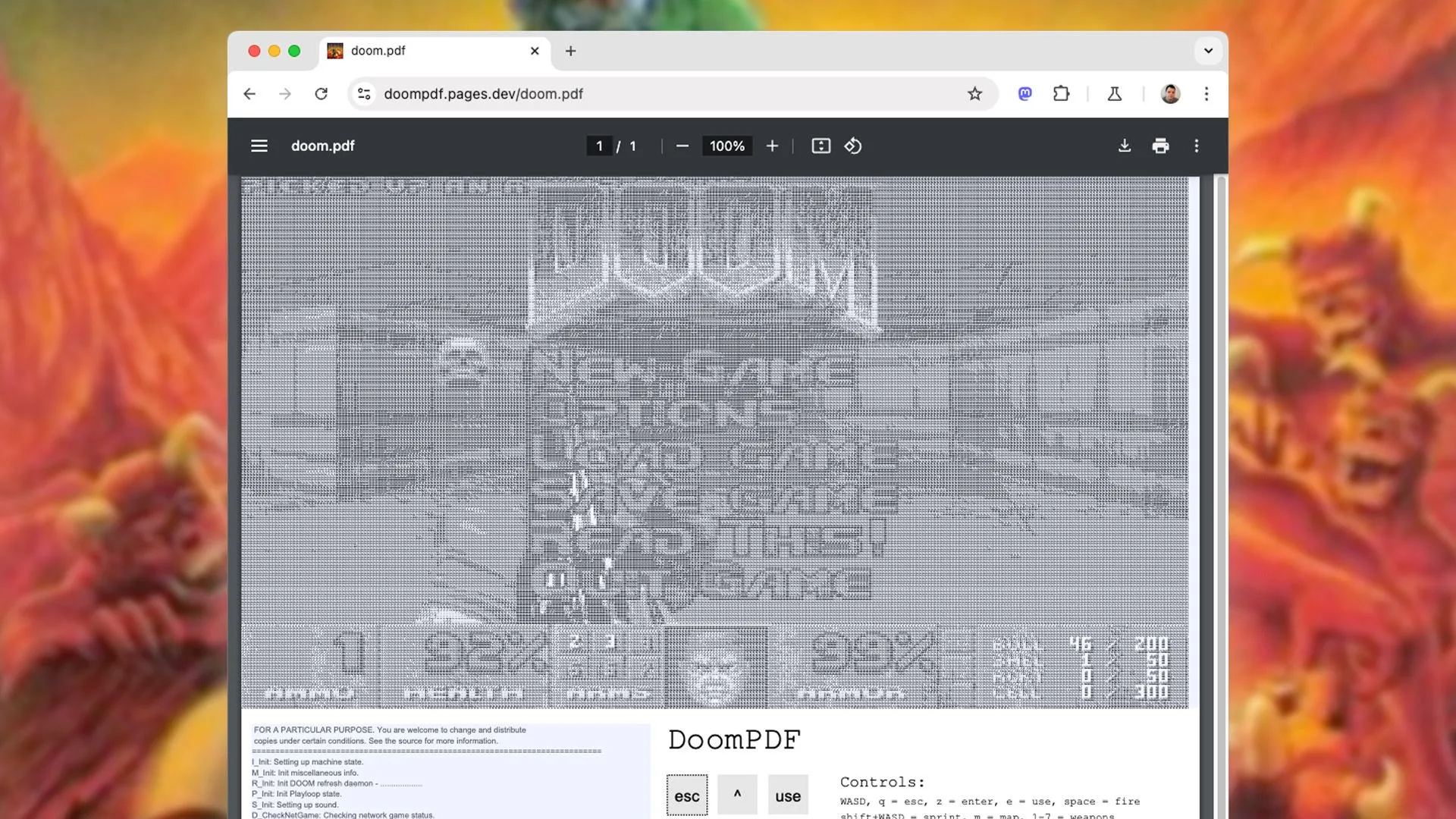 Game DOOM chạy trên tài liệu PDF