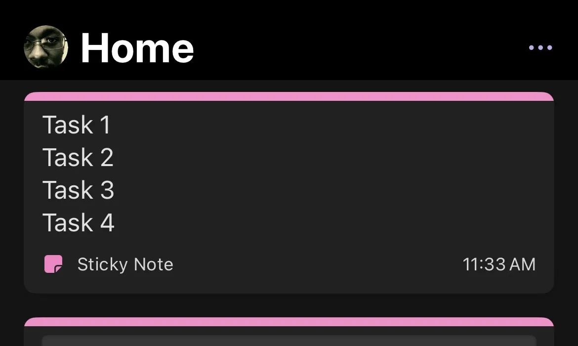 Ghi chú dính được đồng bộ hóa trong ứng dụng OneNote trên iPhone