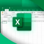 Giao diện bảng tính Excel với logo của Microsoft Excel phía trước