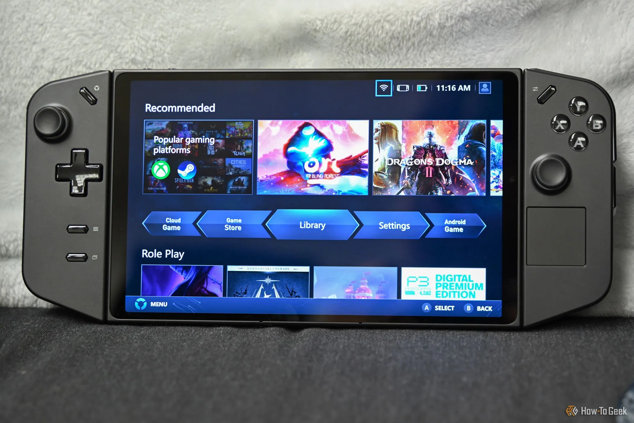 Giao diện Legion Space chạy trên Lenovo Legion Go, tối ưu cho chơi game cầm tay