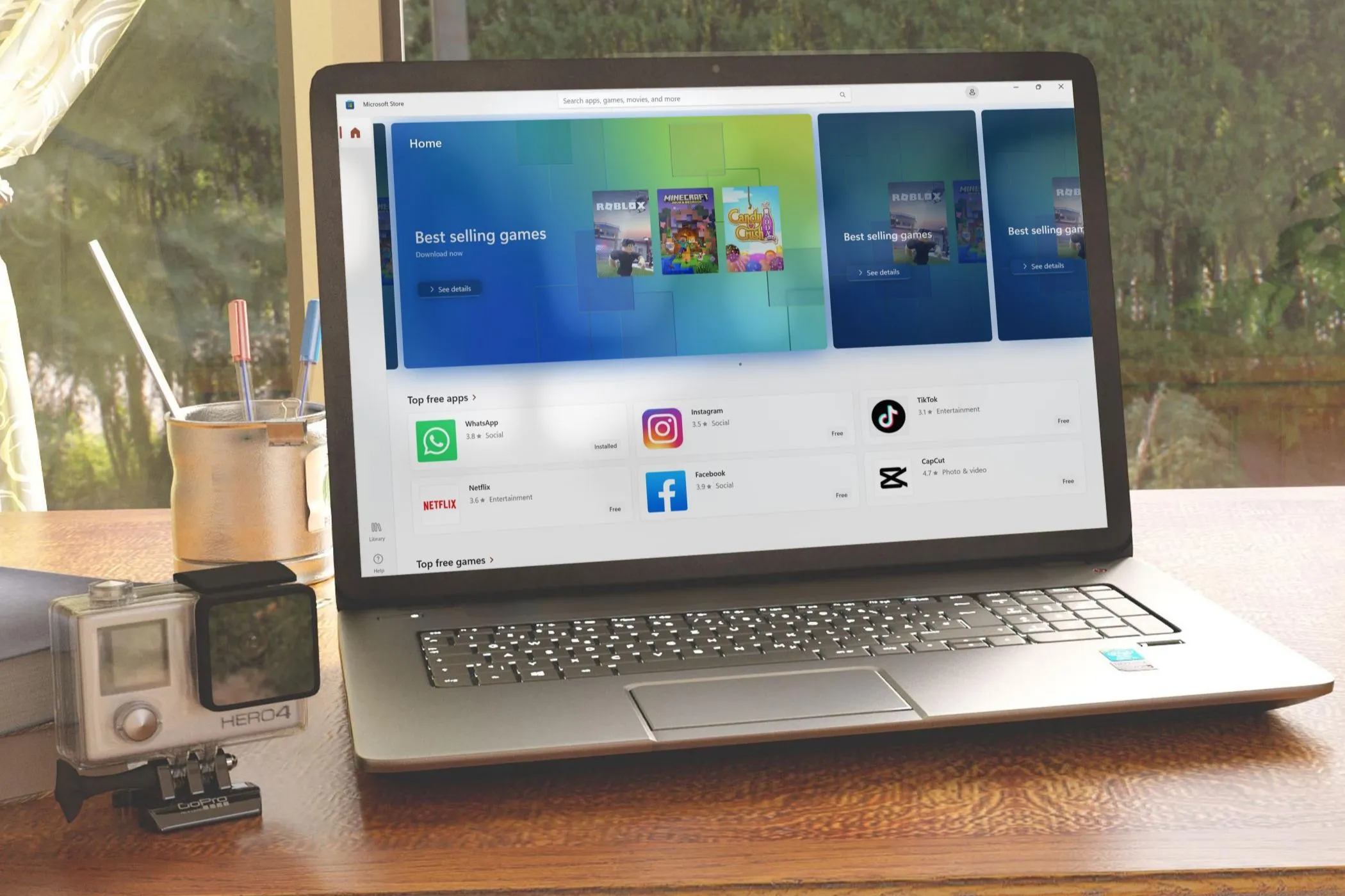 Giao diện Microsoft Store trên laptop minh họa khả năng quản lý của Winget