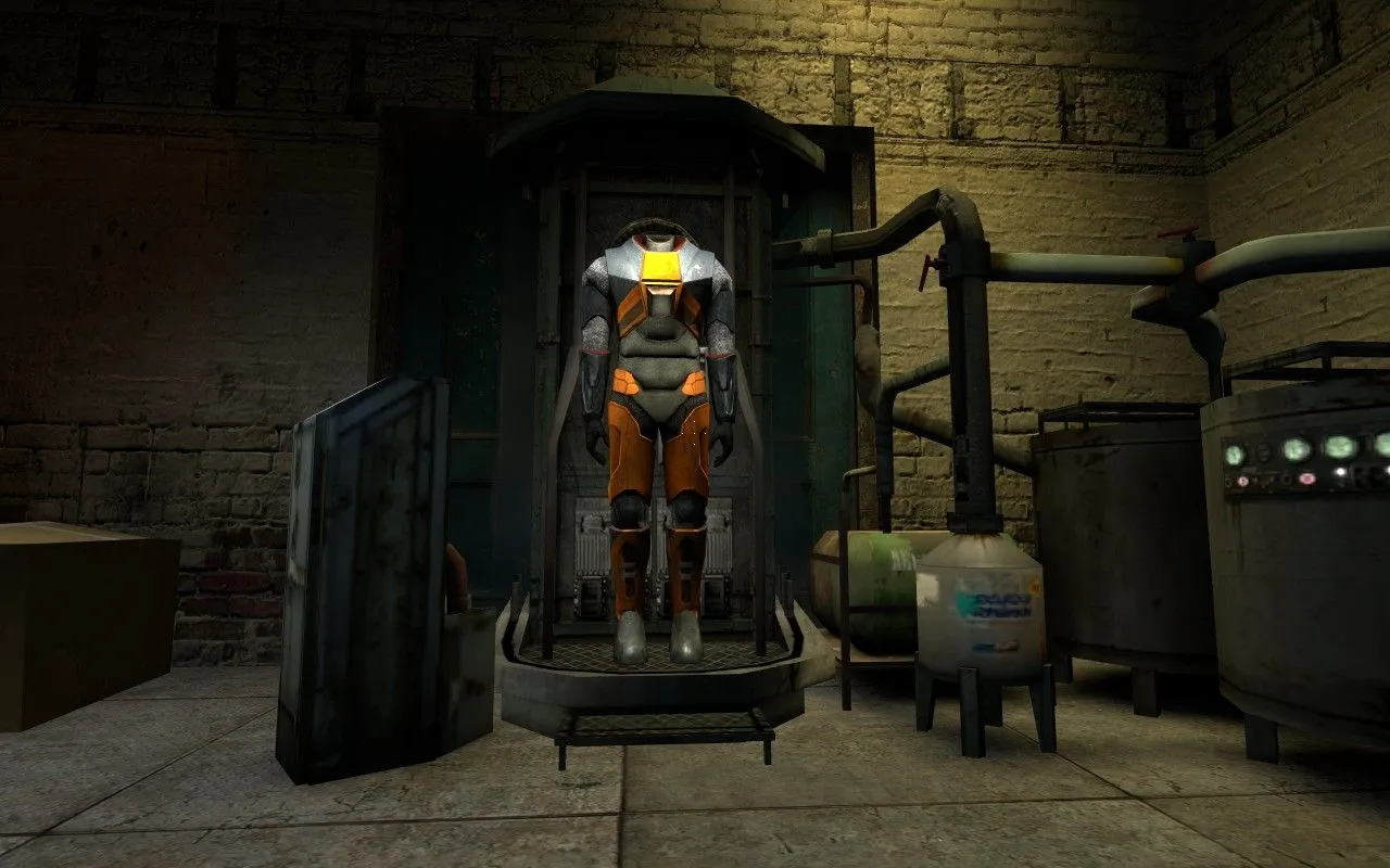 Giao diện nhân vật Gordon Freeman trong bộ giáp HEV từ Half-Life 2, hiển thị trên Steam Deck.
