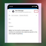 Giao diện Outlook trên di động hiển thị tính năng thu nhỏ email đang soạn thảo ở cuối màn hình, giúp người dùng dễ dàng chuyển đổi tác vụ.