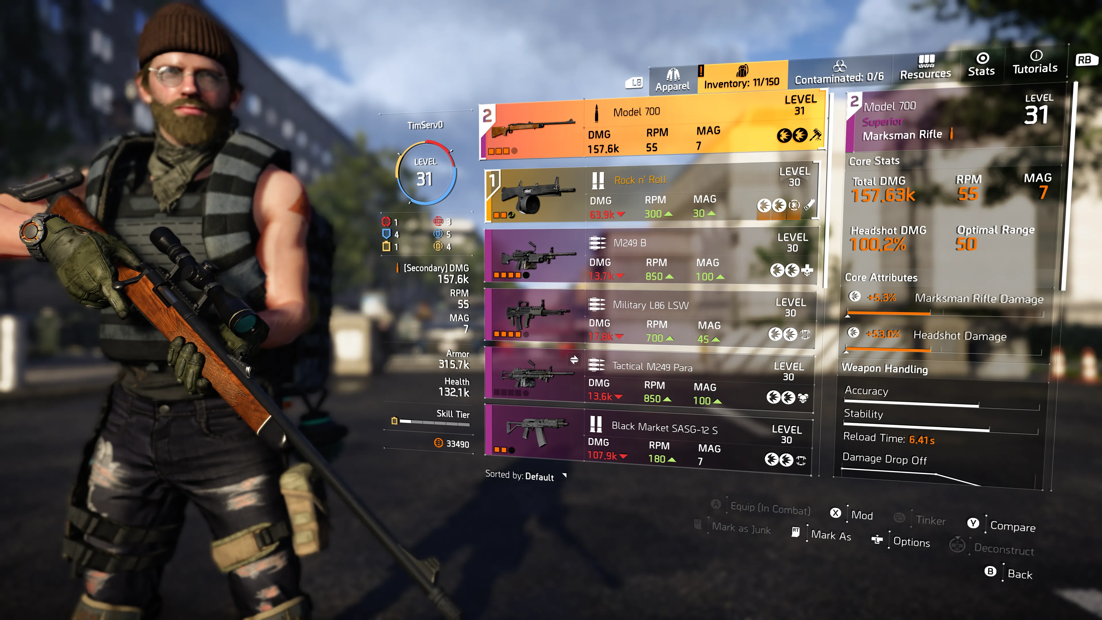 Giao diện quản lý trang bị và loot trong game The Division 2