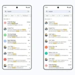 Giao diện tìm kiếm Gmail mới với tính năng AI nâng cao, hiển thị kết quả liên quan