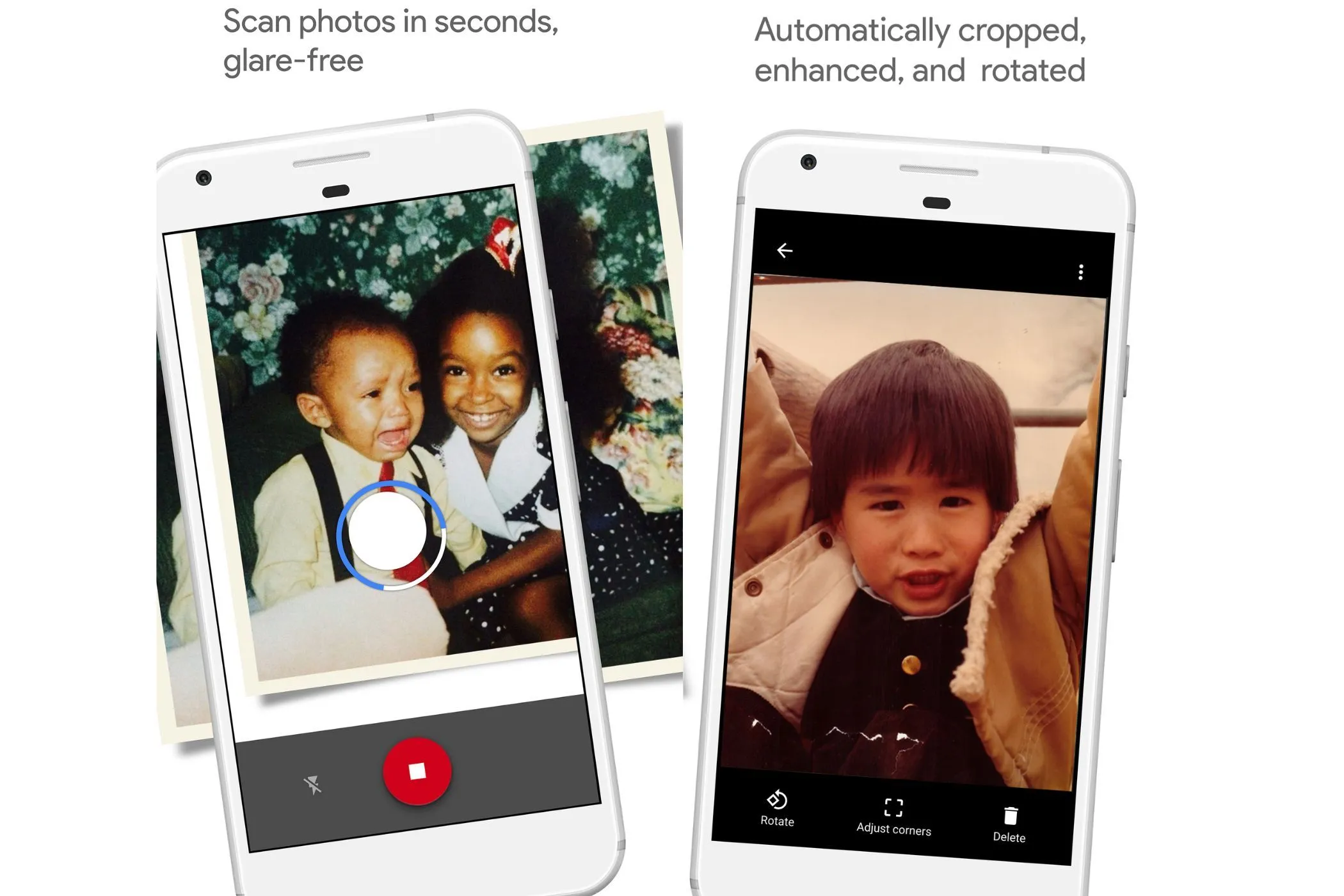 Giao diện và tính năng quét ảnh của Google Photoscan