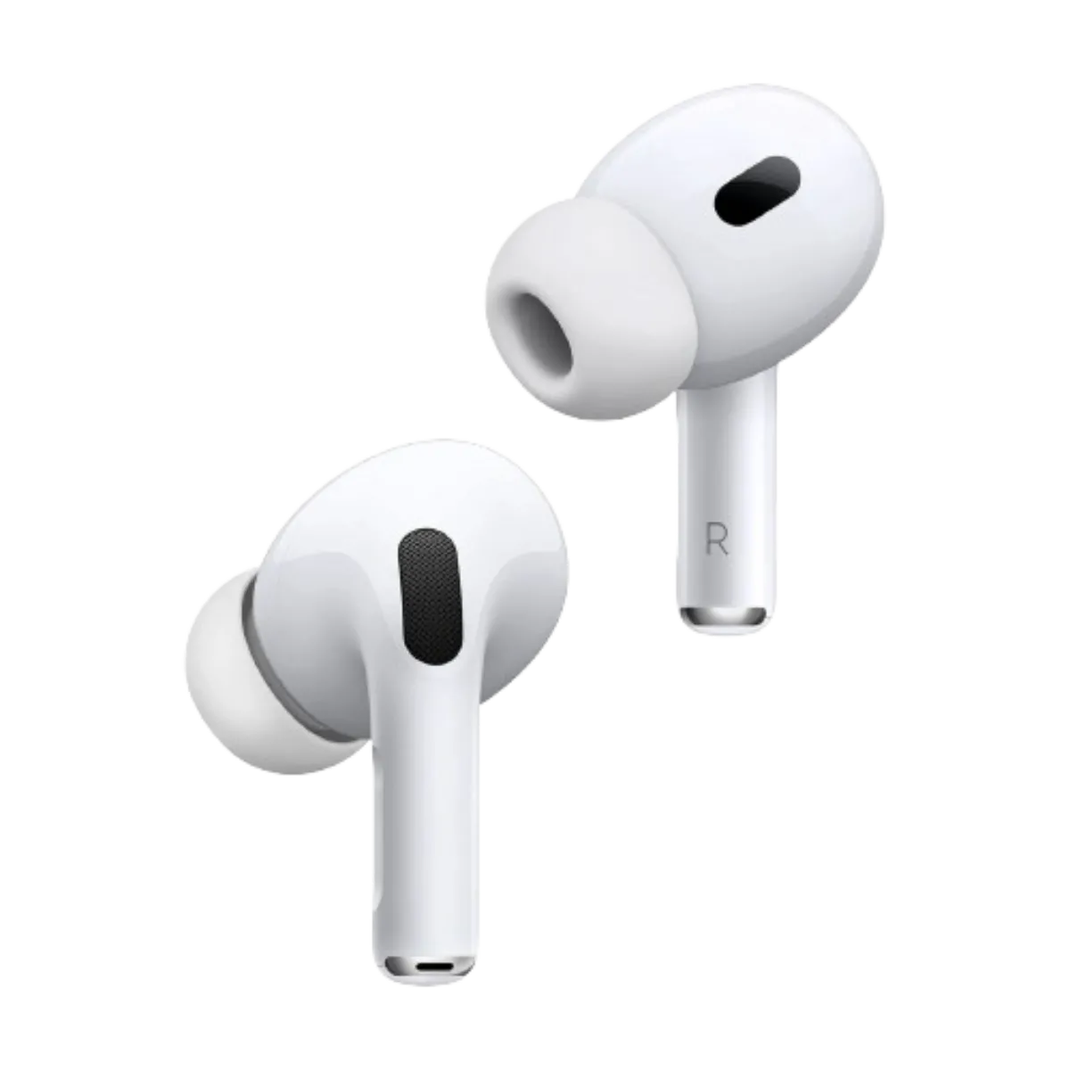 Hình ảnh cận cảnh tai nghe Apple AirPods Pro (Thế hệ 2) màu trắng với hộp sạc