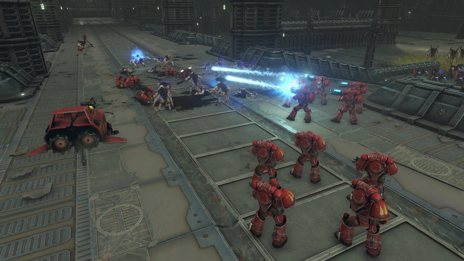 Hình ảnh game Warhammer 40,000: Battlesector với các nhân vật và bản đồ chiến đấu.