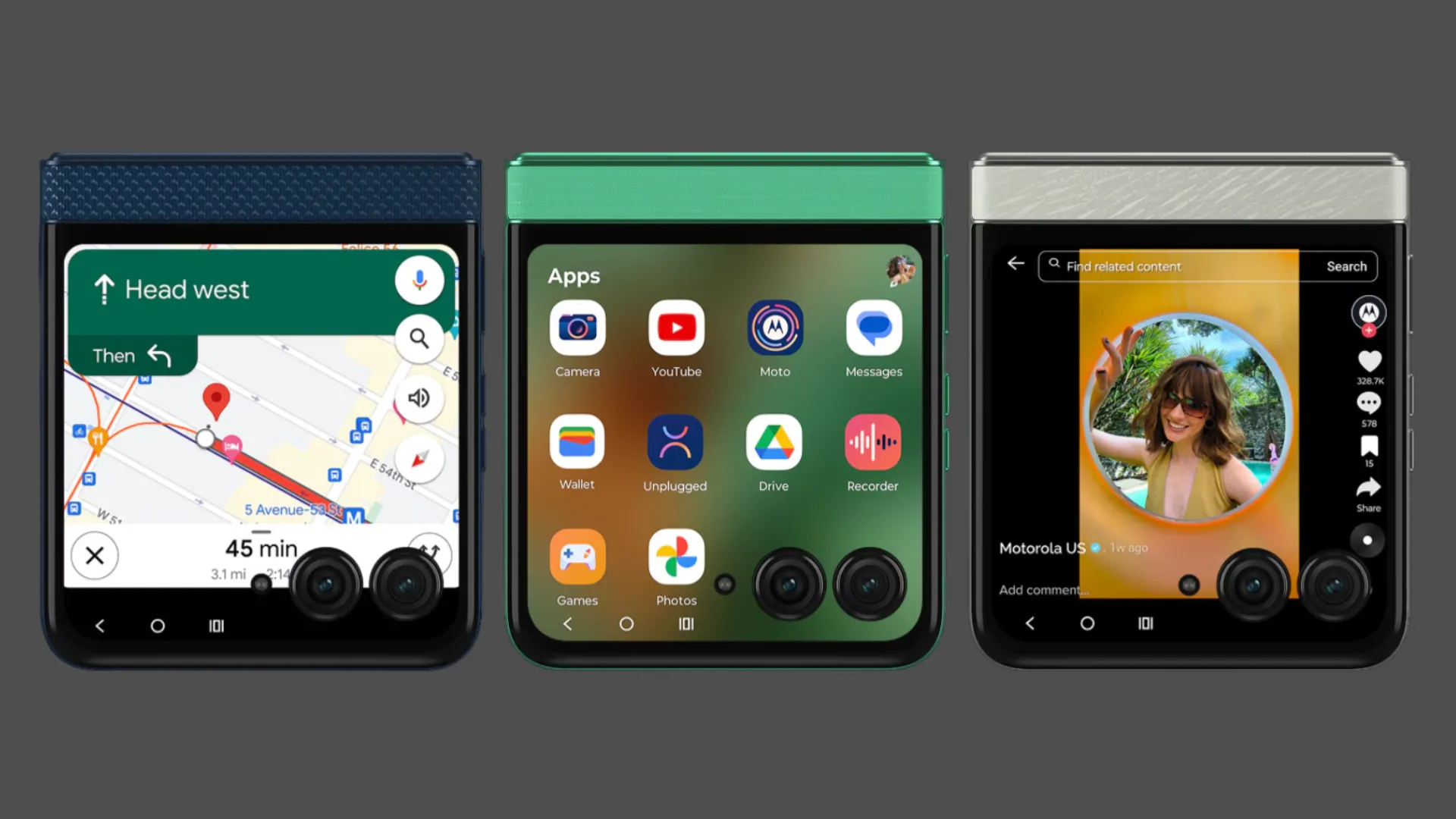 Hình ảnh giao diện người dùng Hello UI trên màn hình phụ của Moto Razr 2025