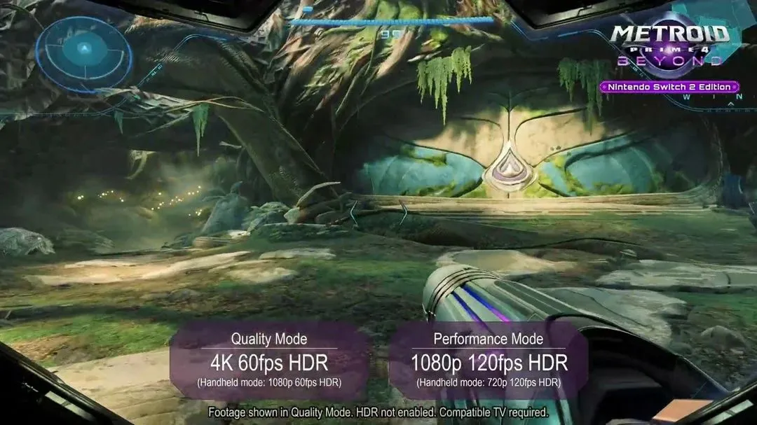 Hình ảnh Metroid Prime 4 minh họa hai chế độ hiệu suất