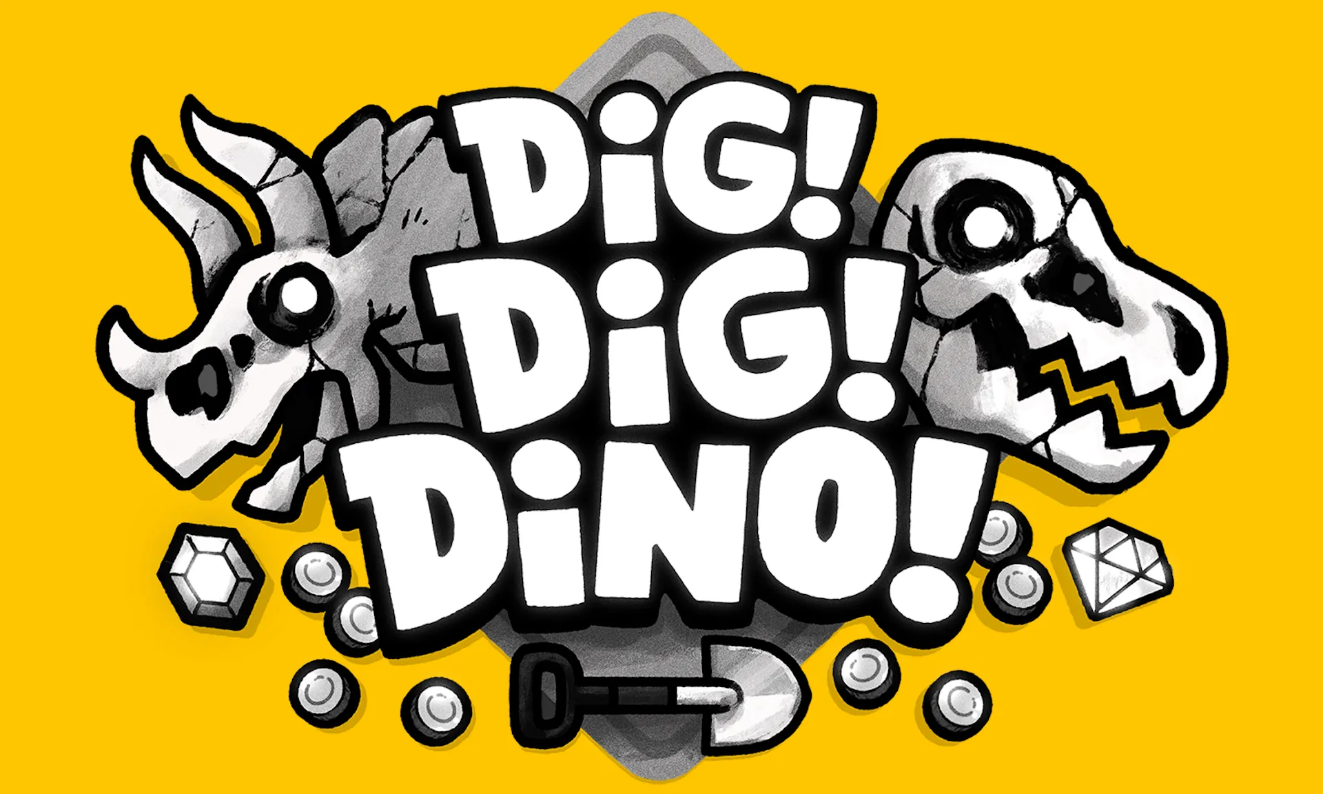 Hình ảnh nghệ thuật của trò chơi Dig Dig Dino! trên Playdate.
