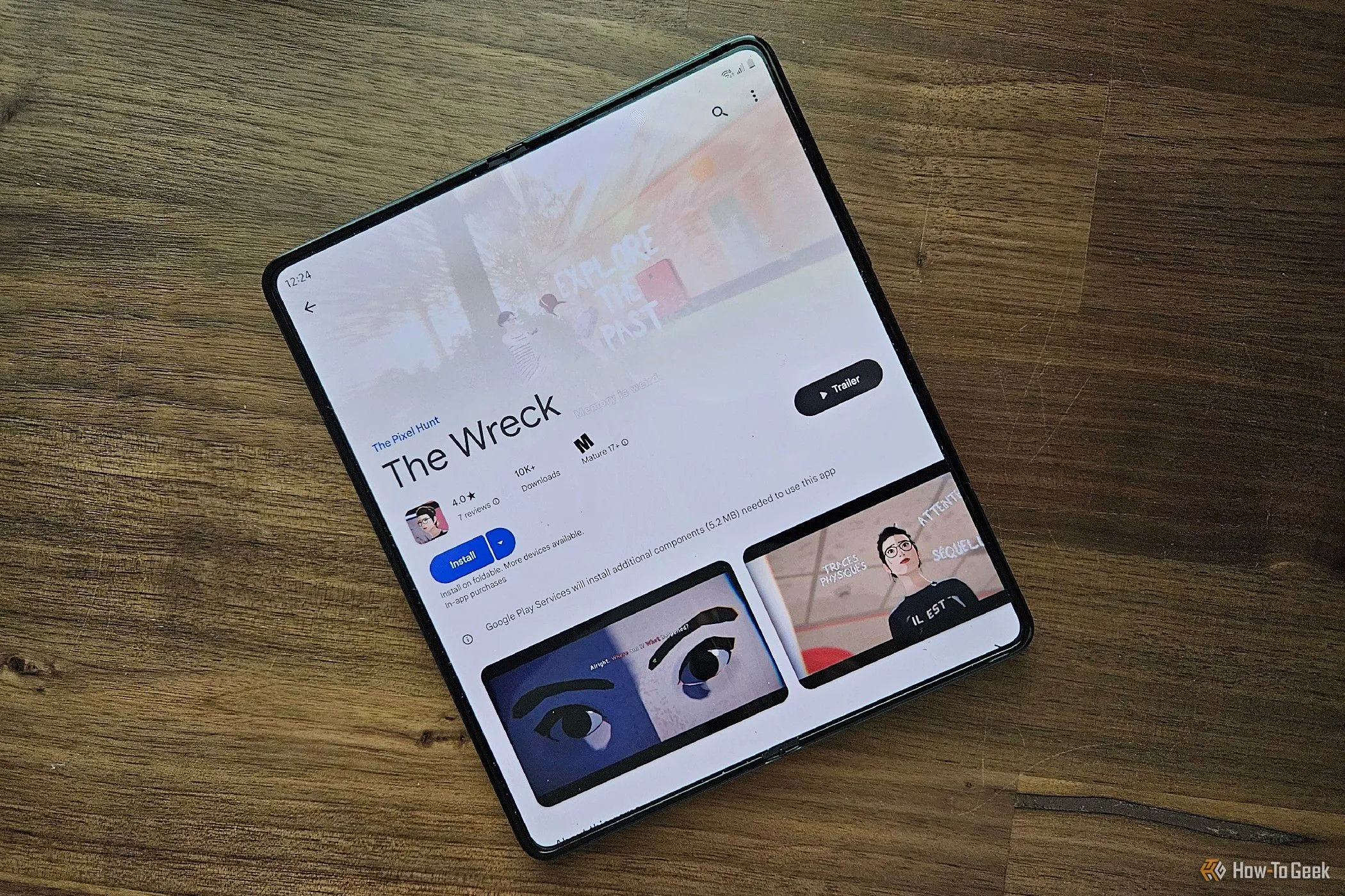 Hình ảnh trò chơi The Wreck trên Google Play Store, minh họa cách cài đặt ứng dụng một chạm