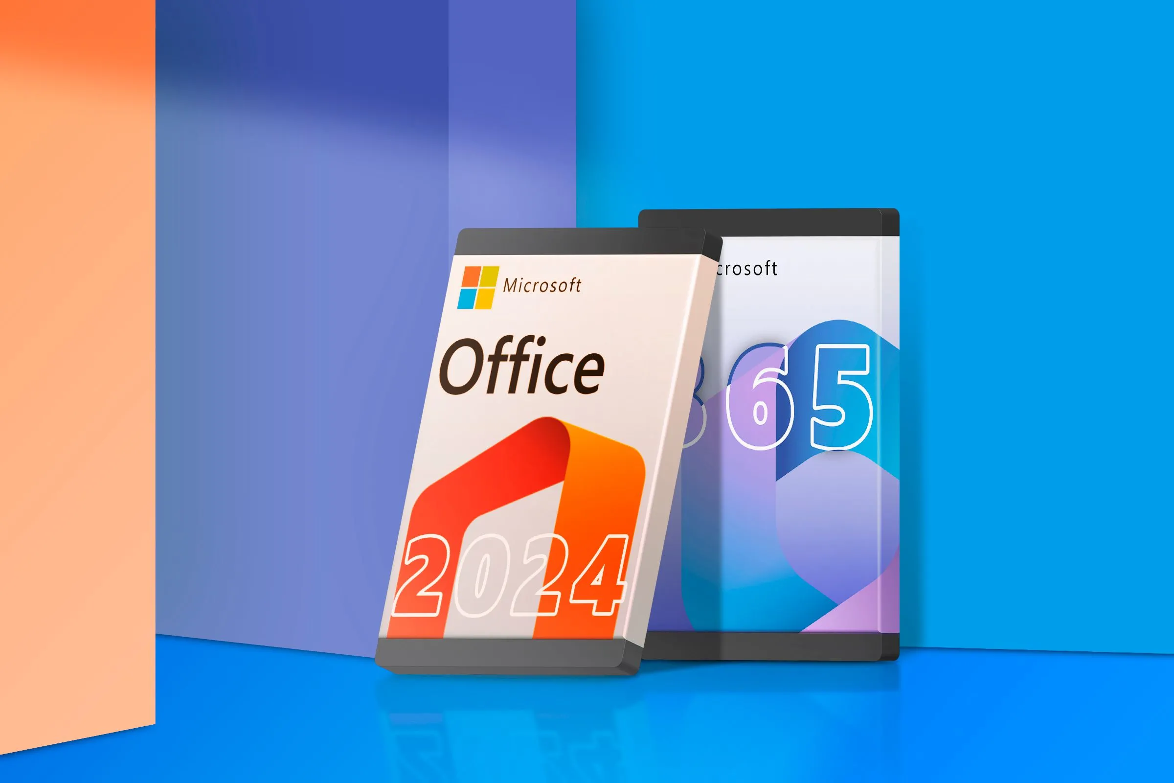 Hộp chứa logo Microsoft Office và Microsoft 365