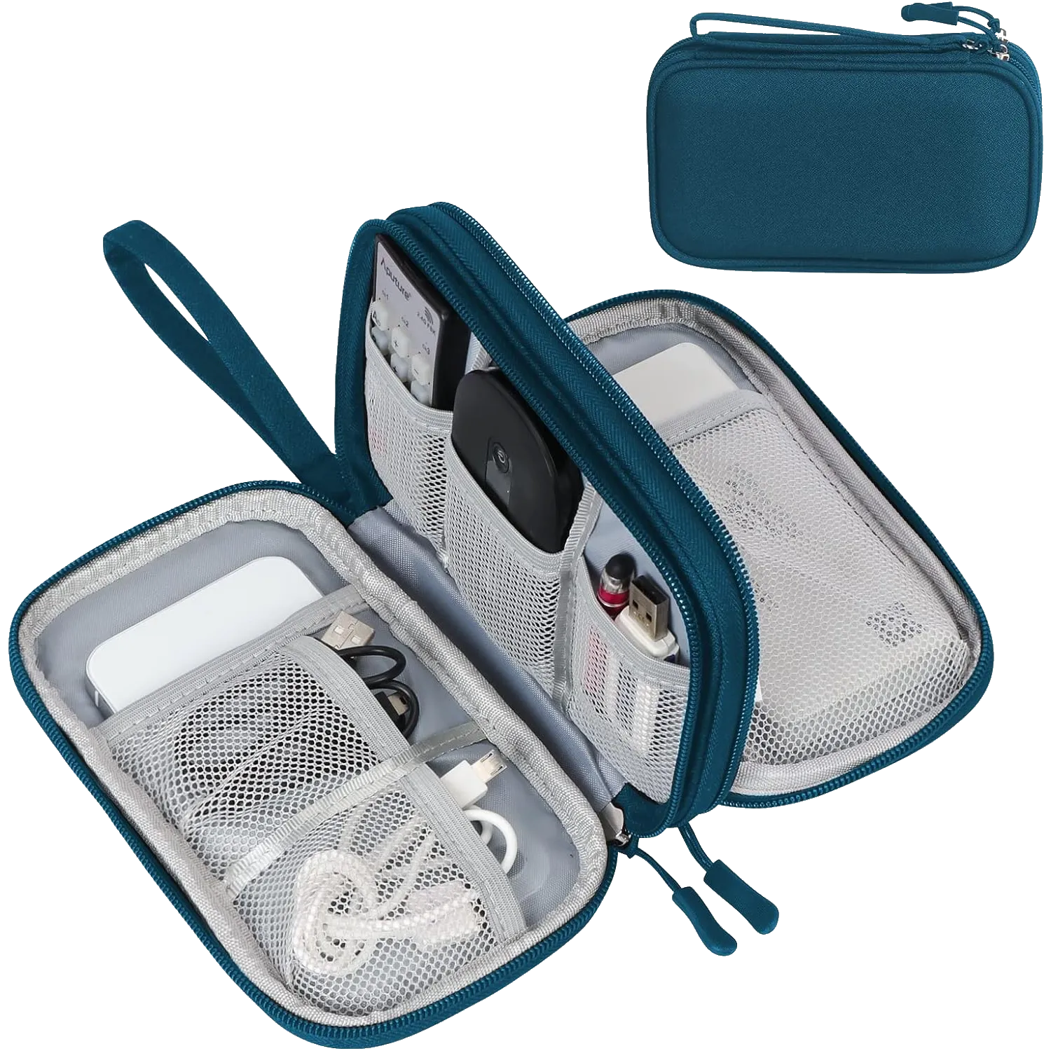Hộp đựng cáp sạc FYY Electronic Organizer màu xám, thiết kế nhỏ gọn tiện lợi mang theo trong hành lý.