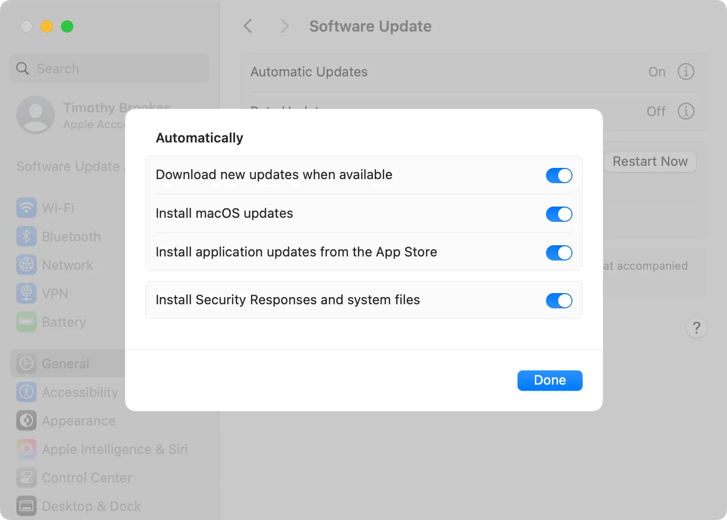 Kích hoạt cập nhật tự động cho hệ điều hành macOS để đảm bảo hiệu năng và bảo mật tối ưu.