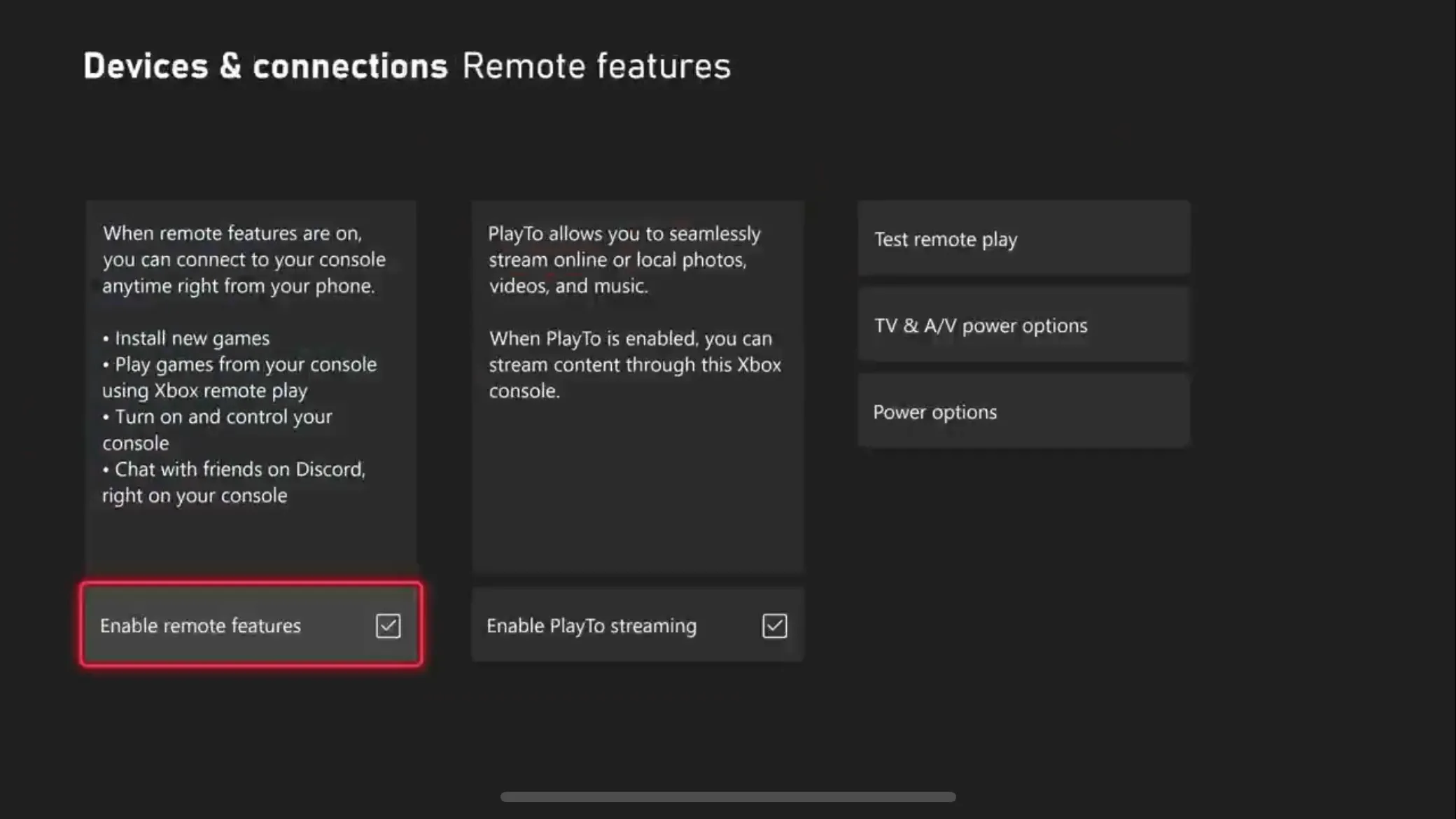 Kích hoạt tính năng từ xa để chơi game và cài đặt từ điện thoại trên Xbox.