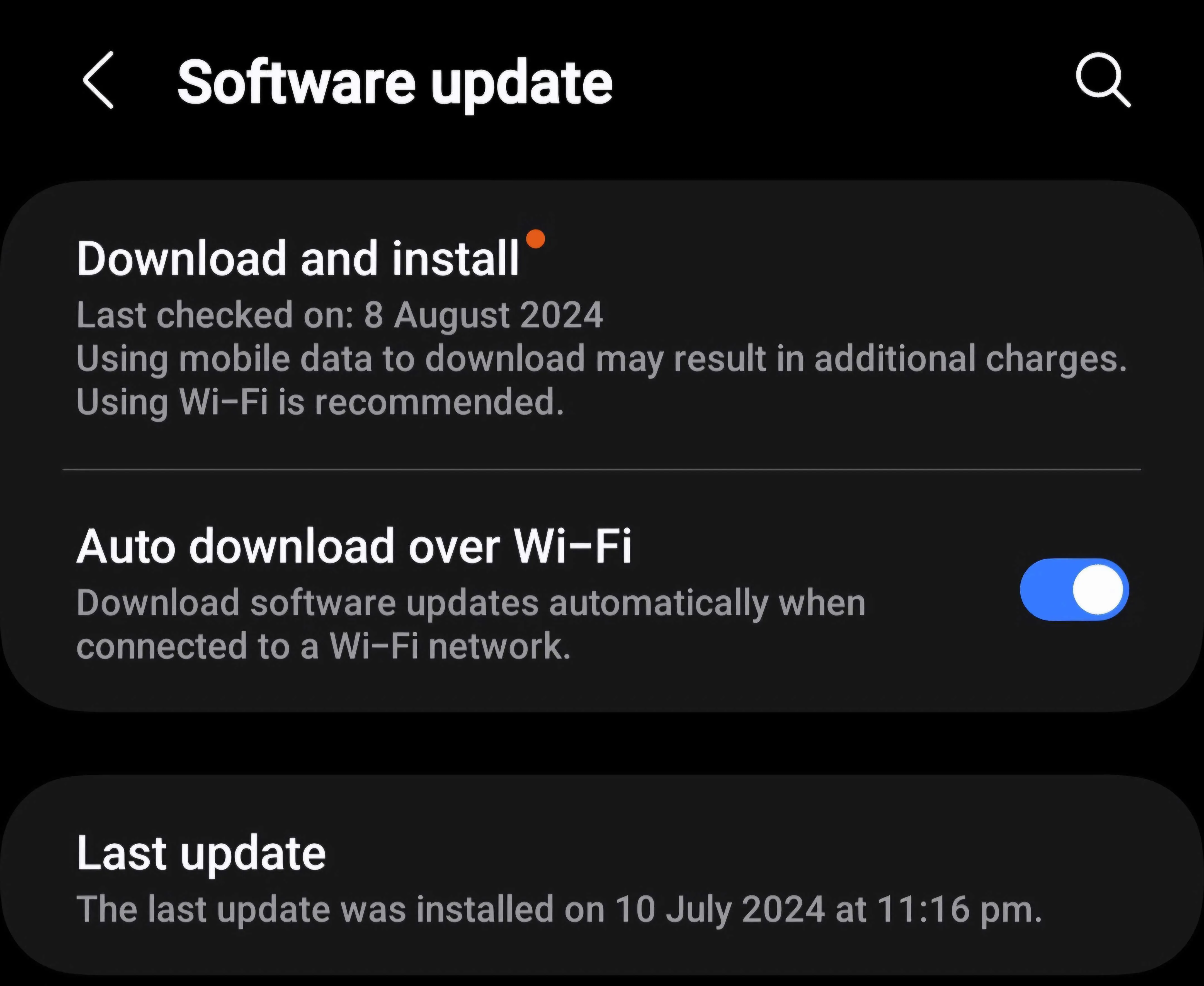 Kiểm tra các bản cập nhật phần mềm có sẵn trên điện thoại Android, minh họa việc duy trì bảo mật và hiệu năng