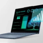 Lenovo Yoga Solar PC hiển thị thông tin sử dụng năng lượng mặt trời trên màn hình