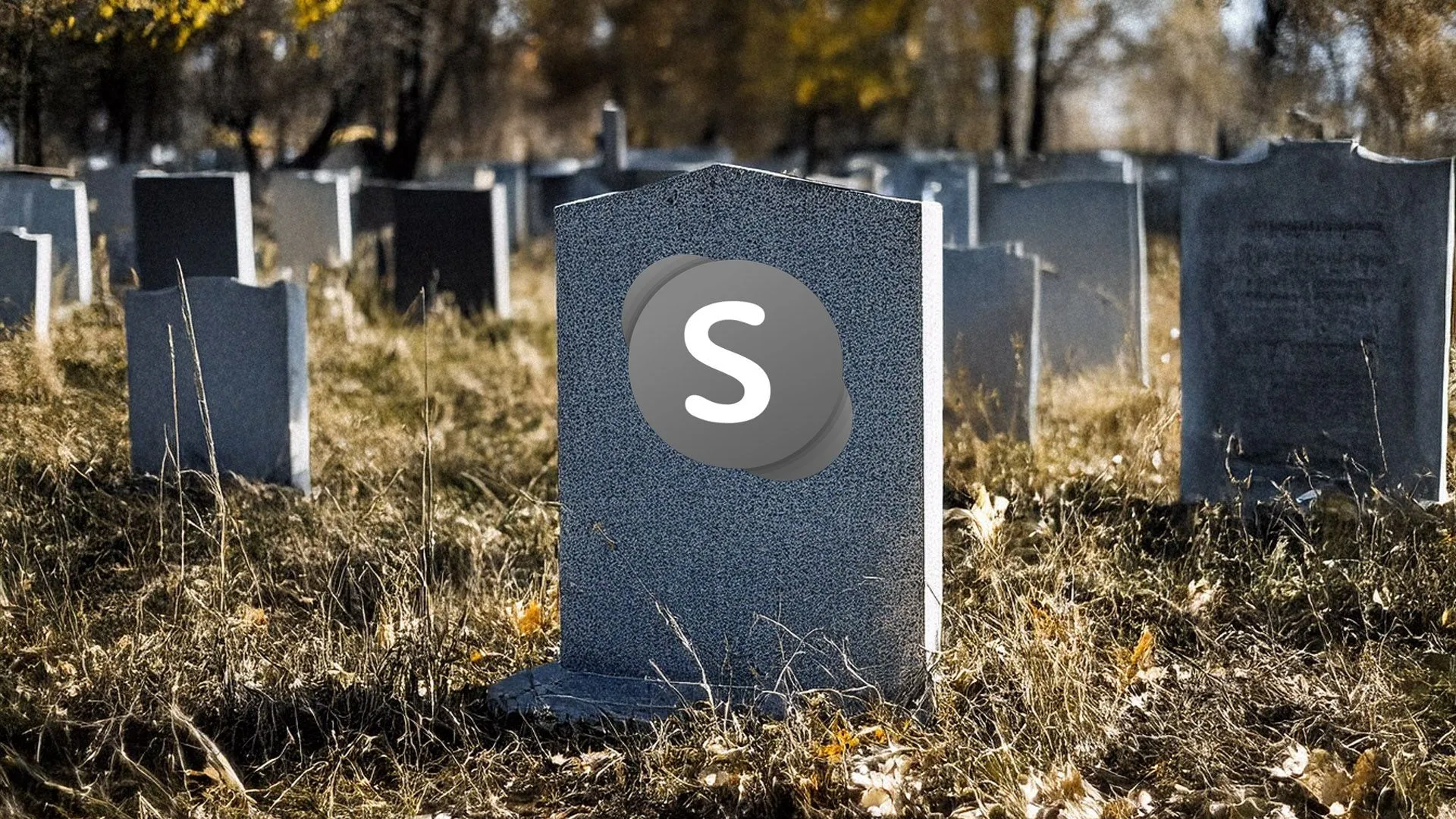 Logo Skype với hình ảnh xương sọ, biểu tượng cho việc ngừng hoạt động
