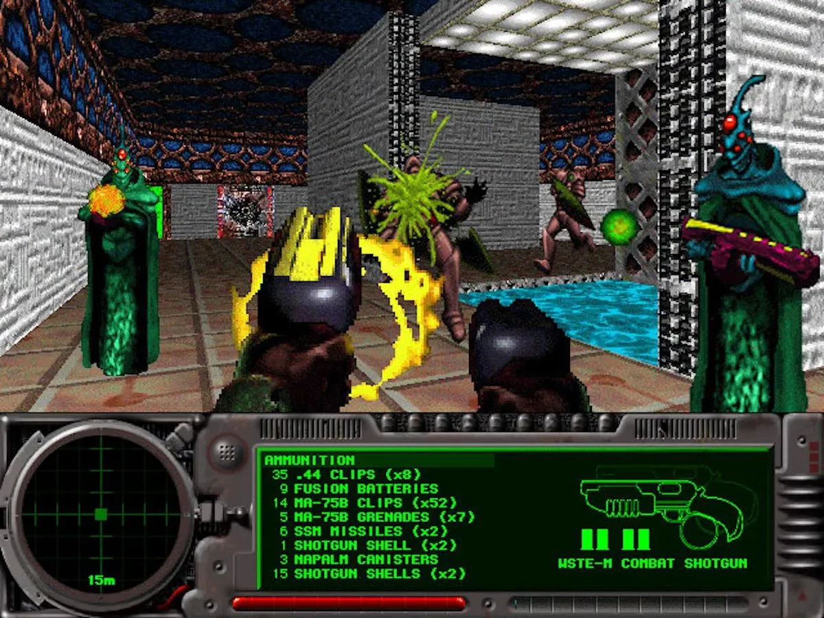 Lối chơi cổ điển của game Marathon của Bungie, một tựa game FPS huyền thoại trên Macintosh