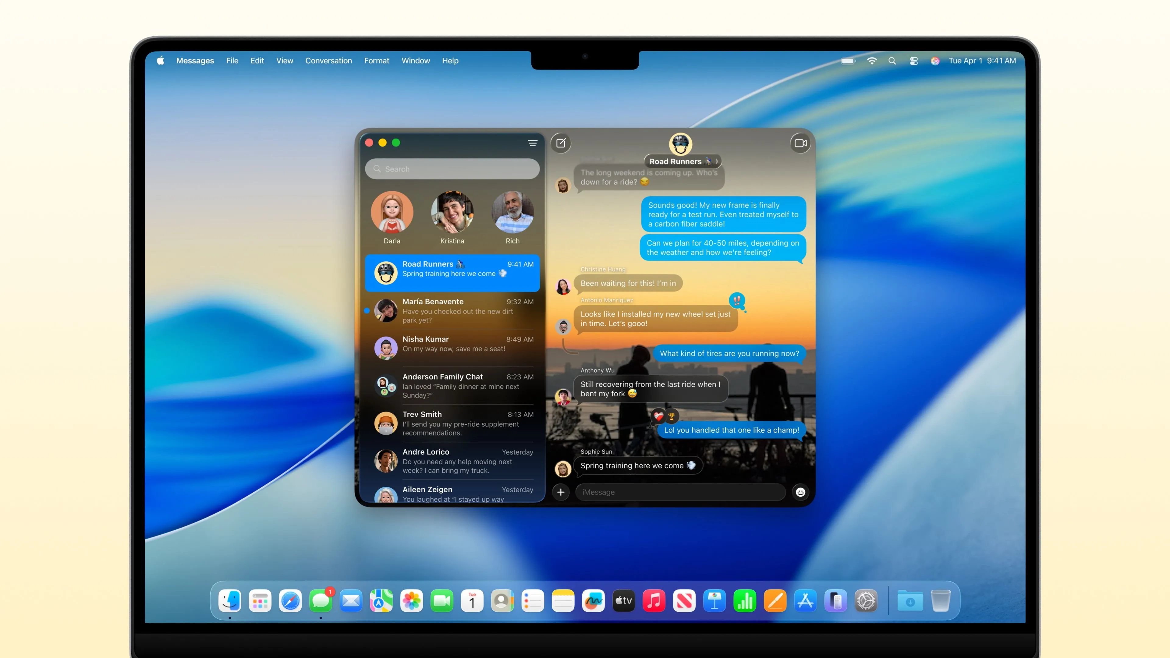macOS Tahoe hiển thị nền iMessage trong ứng dụng Tin nhắn