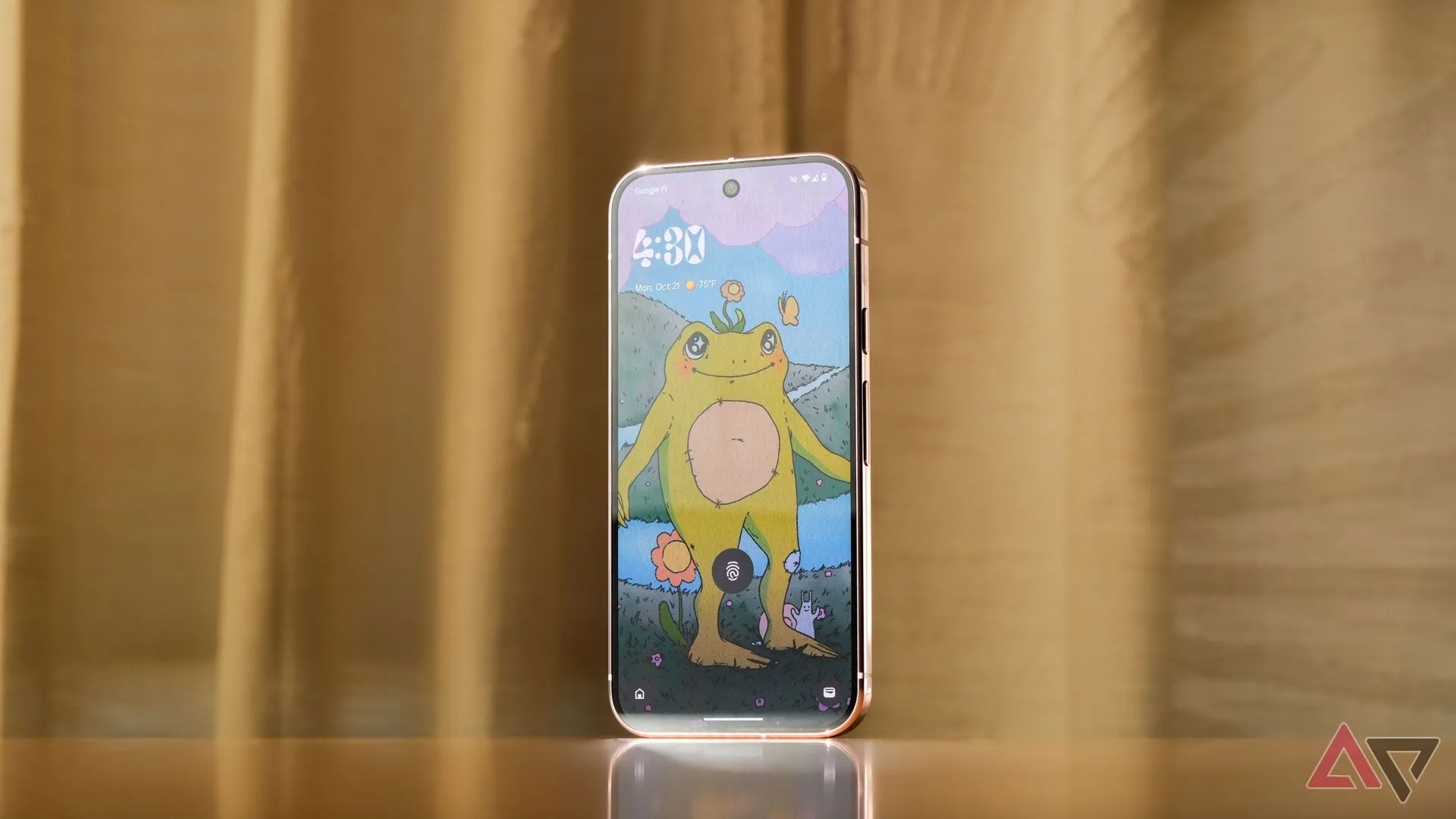 Màn hình khóa của Google Pixel 9 Pro hiển thị tùy chọn mở khóa bằng vân tay, tăng cường bảo mật cho thiết bị.
