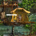 Màn hình quảng cáo game Creatures với các sinh vật Norns đáng yêu trong môi trường xanh tươi