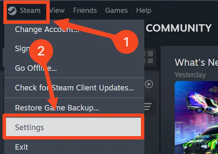 Menu cài đặt Steam hiển thị tùy chọn Remote Play